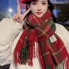 Autumn And Winter  Plaid Scarf For Women Korean Style Versatile Shawl Warm Christmas Wool Neck Scarf