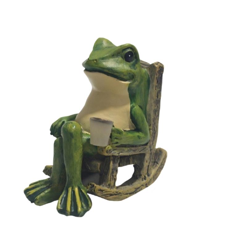 Miniature Frogs On Swing Solars Powered Light Garden Lamp Automatic Night Lamp Resins Craft Light For Terraces Balconies