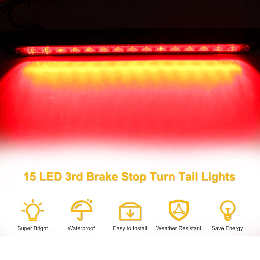1PCS Universal LED Tail Rear Lamp for Trailer Truck Lorry Pickup - Brake/Stop/Turn Lights 12V-24V 15 LEDs Light Bar StripBack Up Lights 1