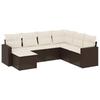 7 Piece Garden Sofa Set with Cushions Brown Poly Rattan