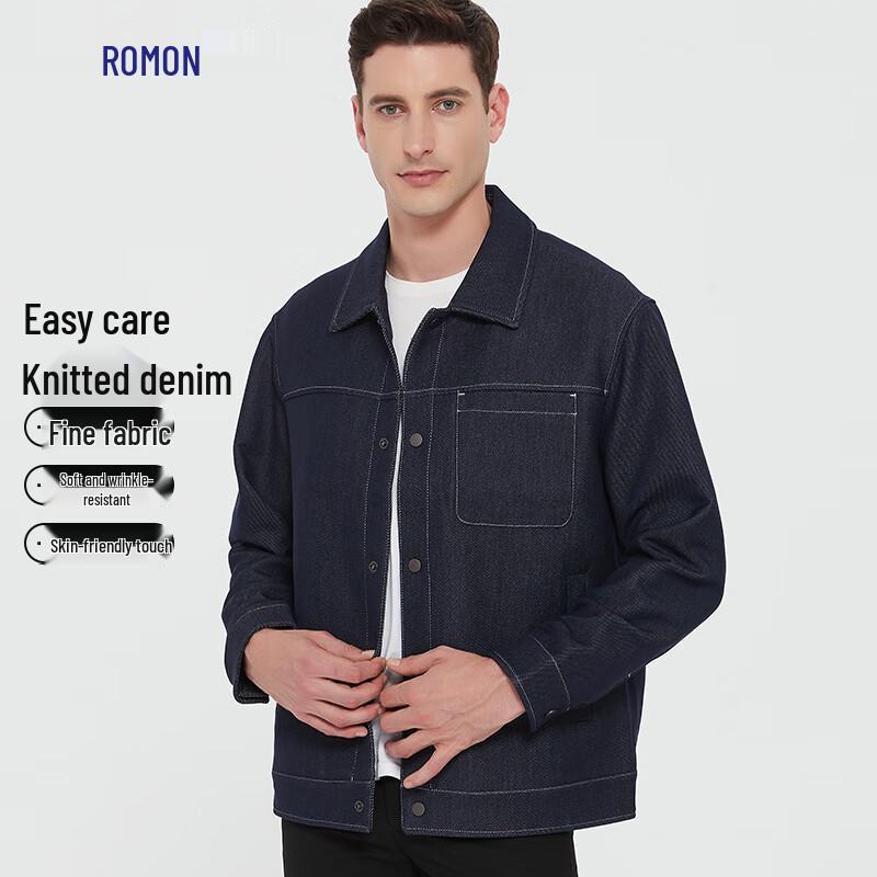 

Romon Men s Knit Denim Lapel Jacket 3XL