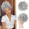 Voluminous Curly Messy Bun Hair Piece Easy-to-Attach Elastic Drawstring High-Temperature Synthetic Fibers Loose Wave Style In Ash Blonde with Bleached