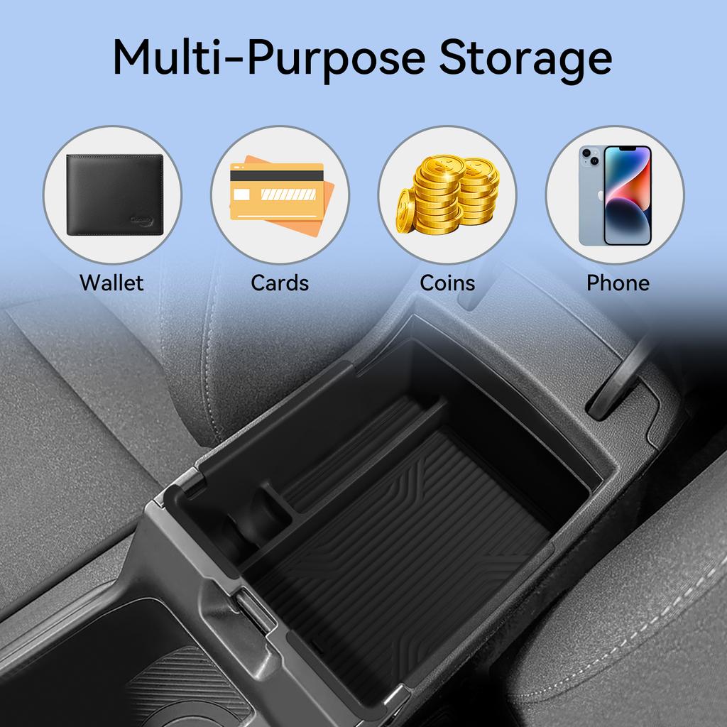 Armrest Storage Box for Kia K4 2025 (US Version only) Car Center Console Tray Organizers Accessories Stowing Tidying ABS Black