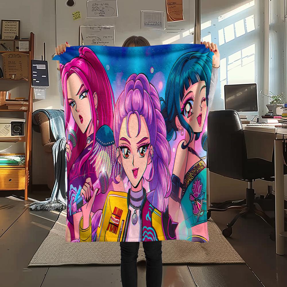 1pz Coperta in Flanella con Stampa Kpop Demon Hunters, Alta Qualità, Per Tutte le Stagioni, Decorazione per la Casa, Calore e Comfort, Perfetta per Regali di Natale