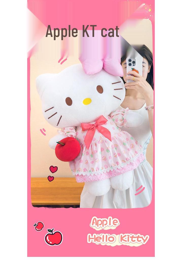New Apple Hello Kitty Plush Doll - Cute KT Cat Toy Birthday Gift
