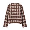  European and American style new women's fashionable versatile cross-border comfortable diamond-patterned jacquard knit jacket