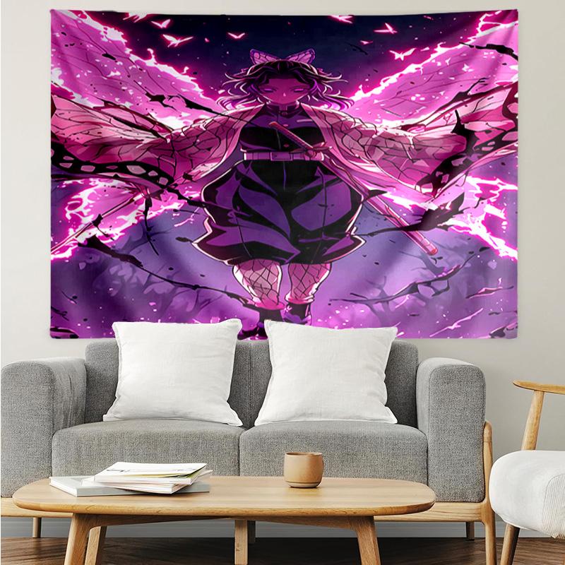 Demon Slayer Shinobu Kocho Tapestry for Bedroom Aesthetic Classroom Tapestries Wall Hanging for Living Room Dorm Office,Ideal Creative Gift