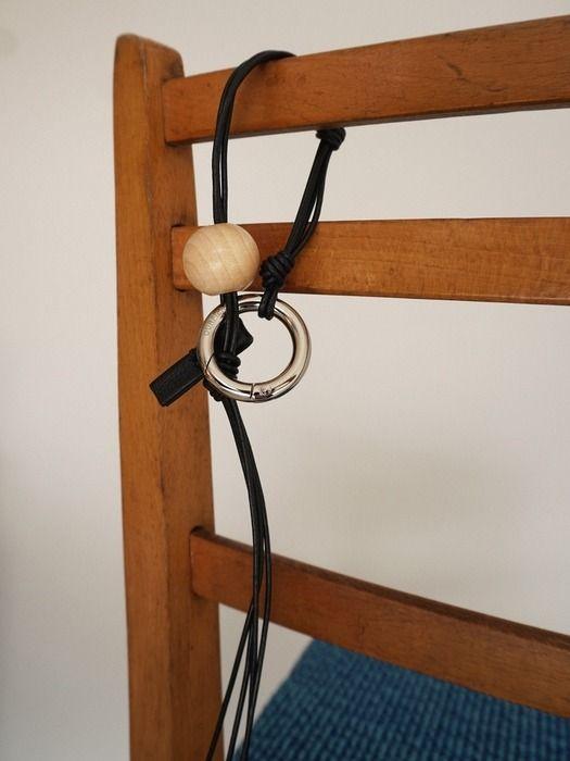 OURPIERRE WOOD BALL LEATHER KEYRING