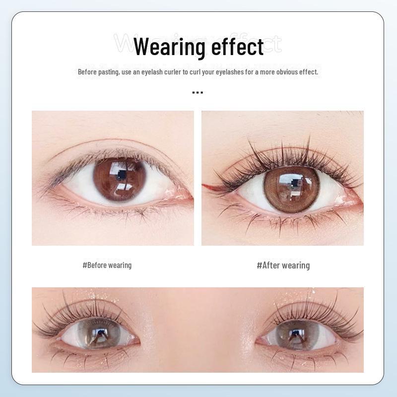 Taihua Yanghua Natural Comic Cluster False Eyelashes - Pre-Cut, Thin Stem, Daily Wear