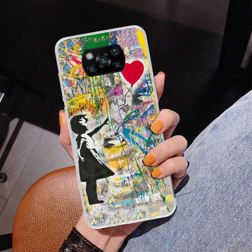 Banksy Graffiti Art Phnoe Case for Xiaomi Poco X5 X6 X7 Pro X4 Gt F7 Ultra M8 M7 Redmi 15C 15 13C 13 12C 12 Unique Cover Coque P