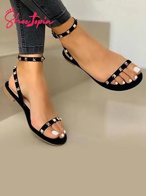 Shoetopia Women Flat Sandal Chic Straps | Comfortable Summer Footwear
