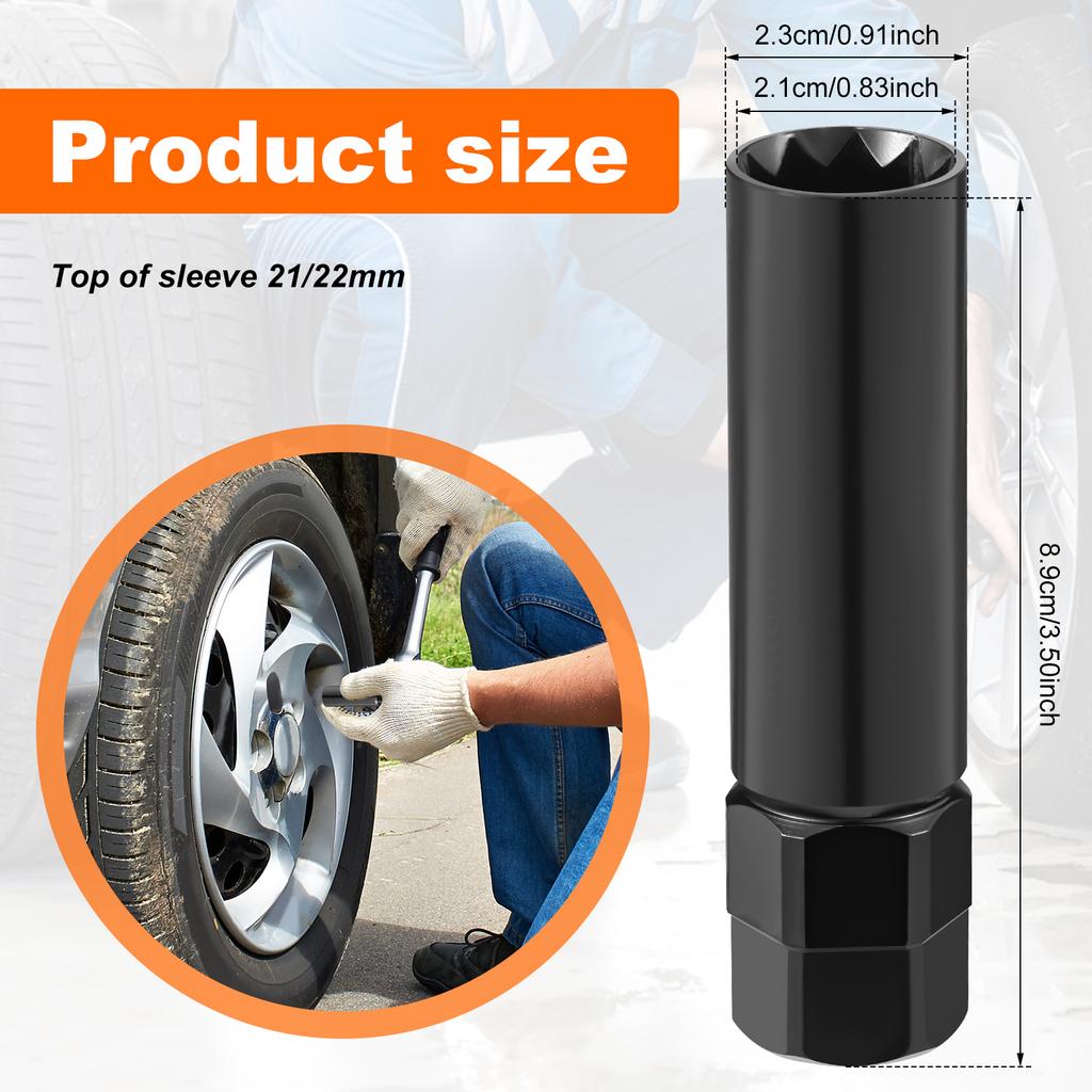 10 Spline Lug Nut Socket Alloy Steel Bit Socket 10 Point Lug Nuts Remover Hex Drive Wheel Lock Removal Tool Spline Bit Socket