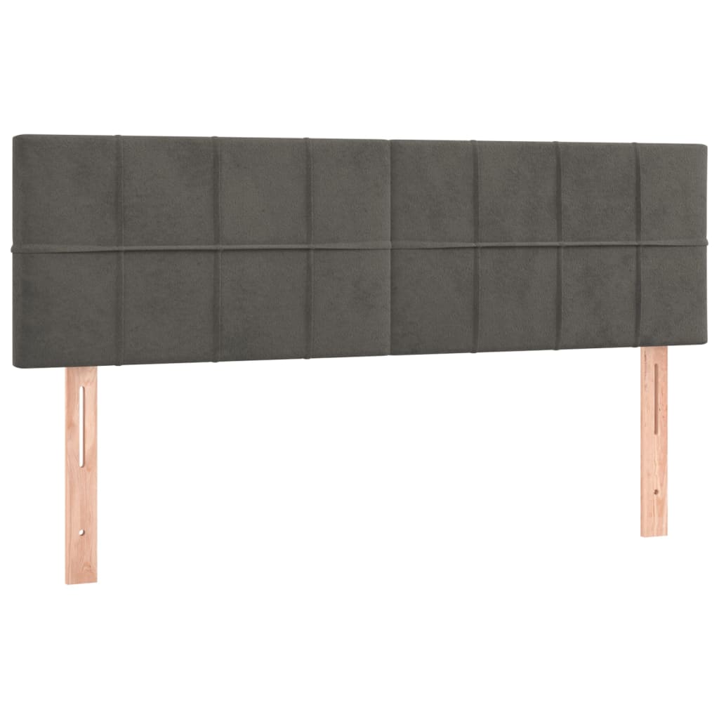 Box Spring Bed with Mattress Dark Gray 140 x 190 cm Velvet