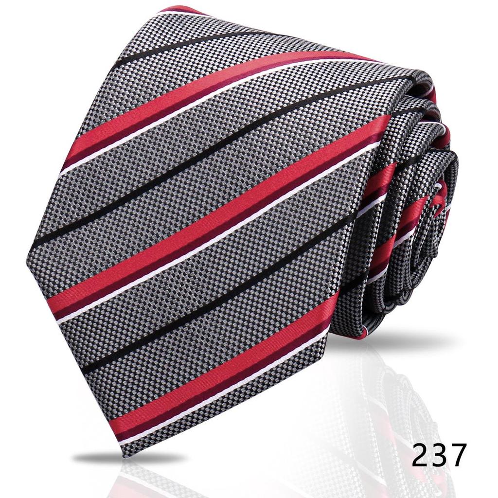 Men's High-Grade Black and Red Striped Silk Tie for Formal and Wedding Wear - 8CM