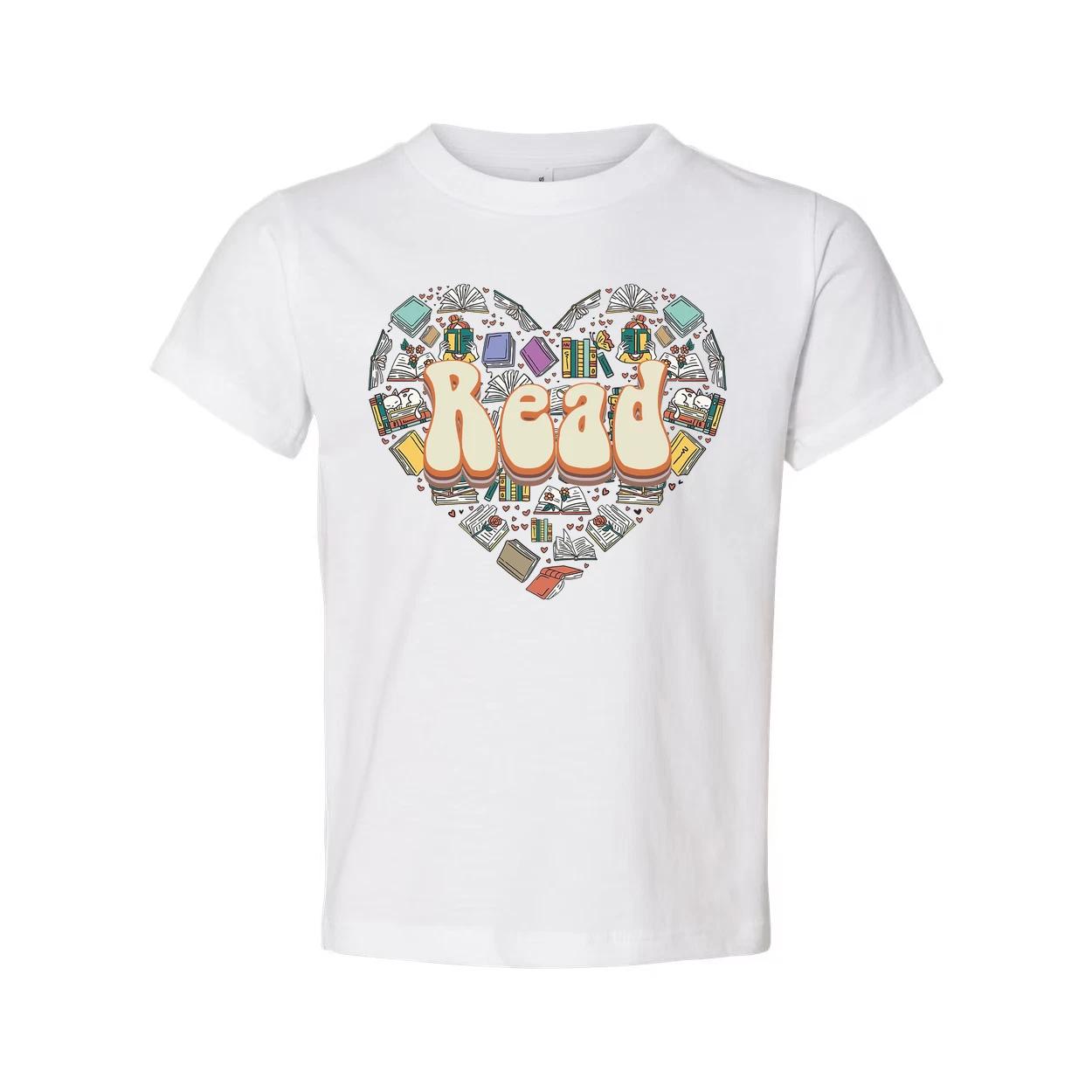 

Unisex Read Heart Library Books Graphic T Shirt For Book Lovers And Avid Readers 4XL