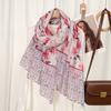 Stiksel Kleur Katoen Voile Hijab Dames Bloemenprint Sjaal Dunne Zachte Viscose Sjaal Moslim Kleurovergang Foulard Turban Zakdoek