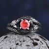 2026 New Vintage 316L Stainless Steel 3D Snake Ring with Red&Green StoneAnimal Fashion Jewelry for Man Women Boyfriend Gift