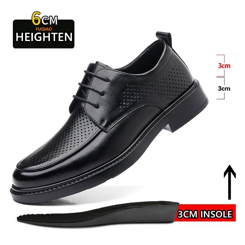 3/6/8cm Heel Increase Leather Shoes for Men Spring Summer New Designer British Style Black Groom Wedding Elevator Shoes Man