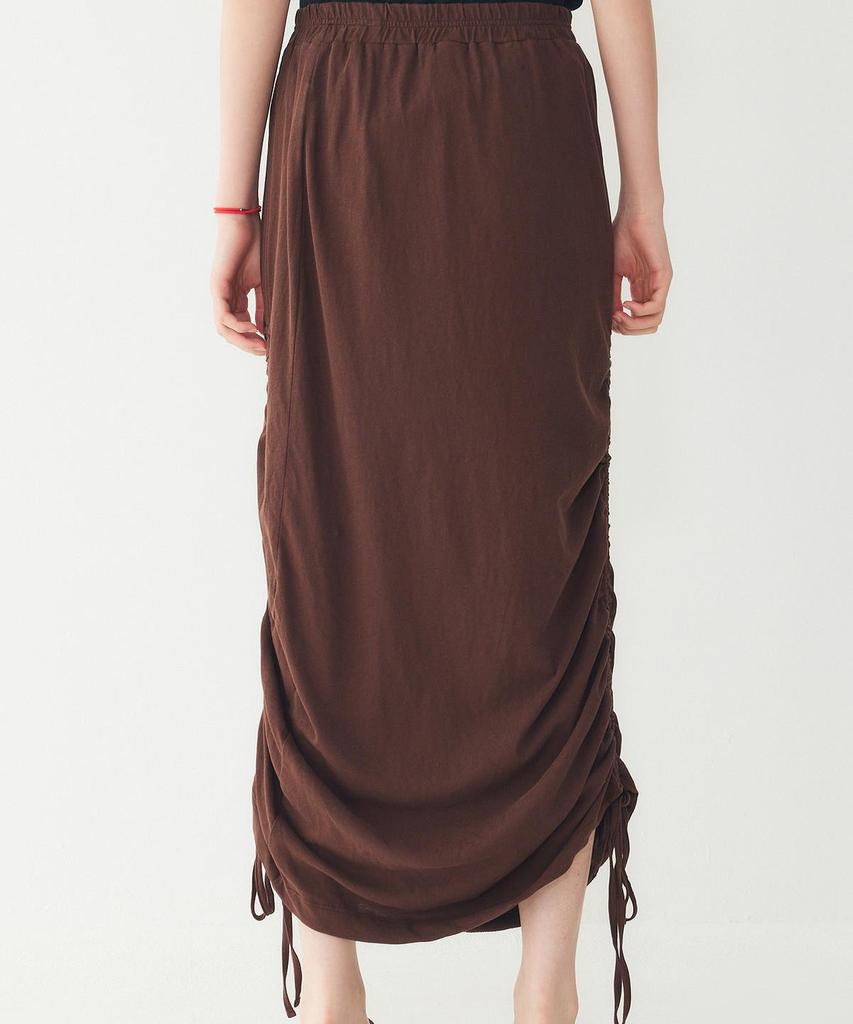 STUDIO TOMBOY Shirred String Banding Long Skirt_Dark Brown 9106232219