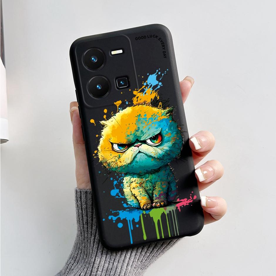 For vivo Y35 4G Protective Case For vivo Y35 4G Fashion Cartoon Phone Cases For vivo Y35 4G Beautiful Painting Back Cover Coque