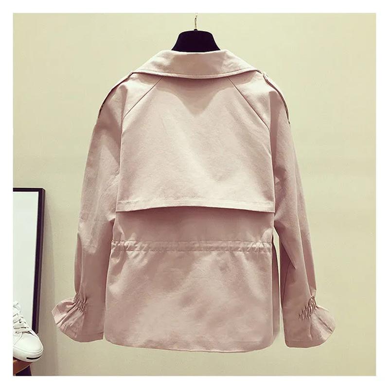 Women's Short Jacket Spring Autumn Korean Fashion Loose Waist Slim Windbreaker Coat Solid Female Outwear Tops