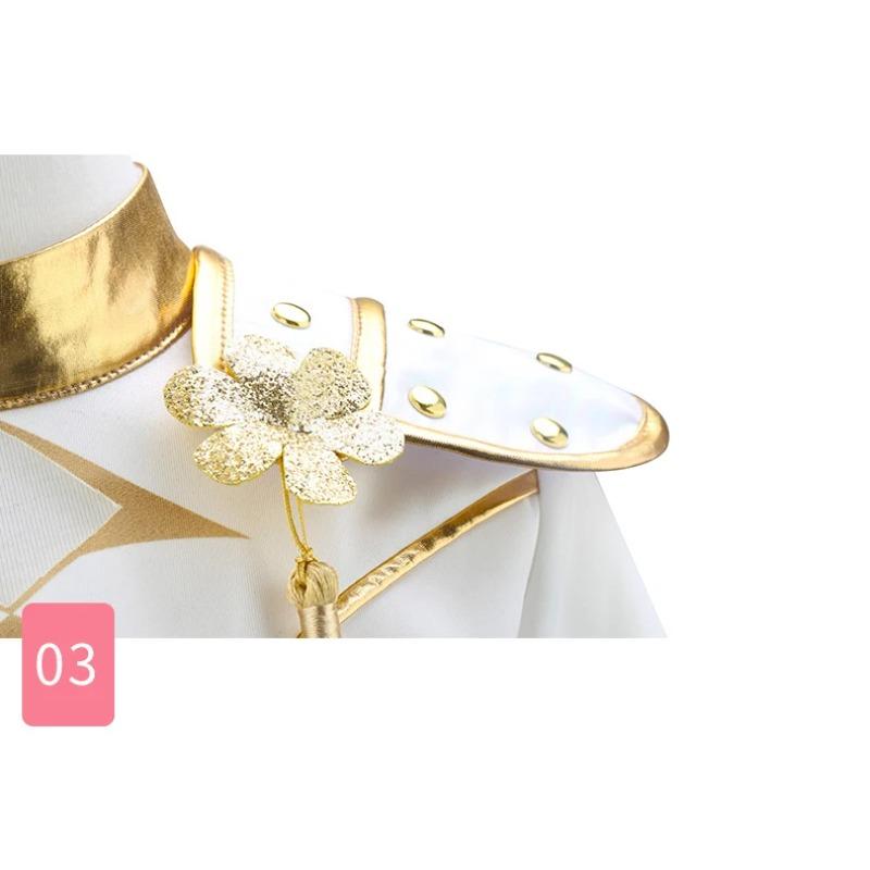 K-POP Style Halloween Party Costume for Kids Idol Performance Outfit with Glitter Top and Skirt Girls White Magic Group Costume