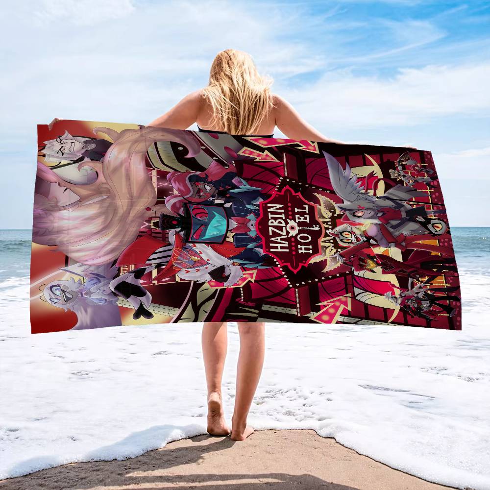 Cartoon Hazbin Hotel Bath Towel Microfiber Soft Water Absorbing Breathable For Girl Kids Decorative Cartoon Beach Towel
