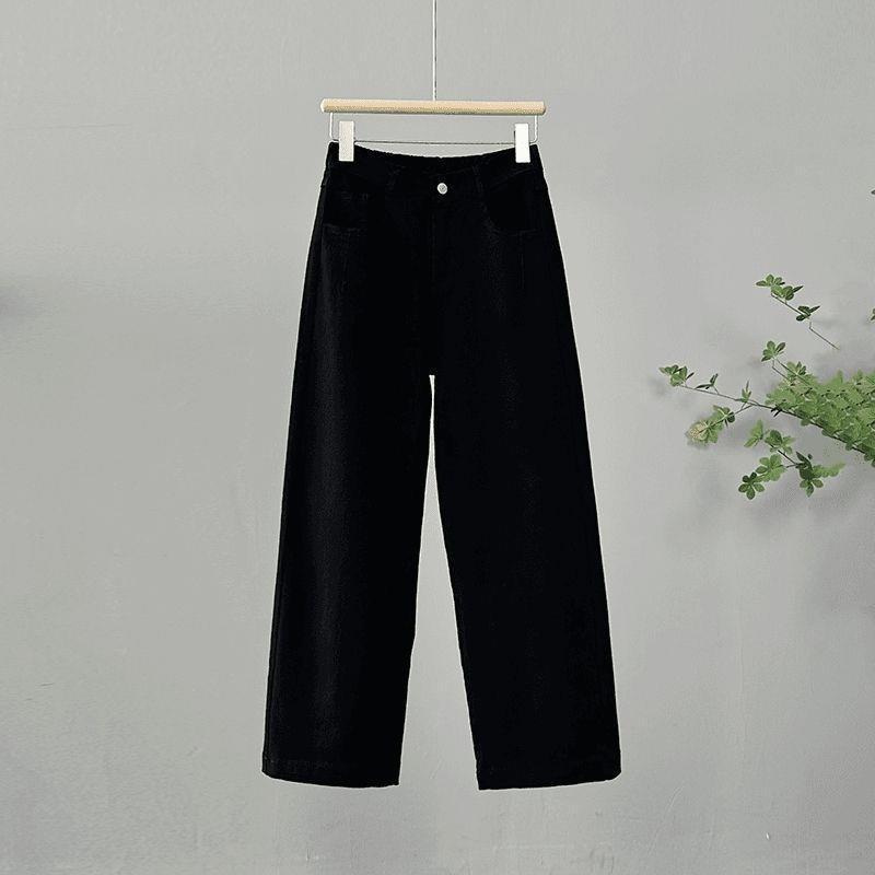 2026 Spring Korean-Style High-Waisted Slimming Loose Plus Size Straight-Leg Trousers