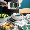 Creative Cartoon Ceramic Tableware Set: Rice Bowl, Hekou Bowl, Soup Bowl, Flower-Shaped Bowl, Noodle Bowl, Baking Pan.