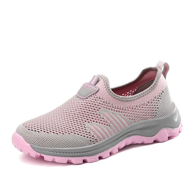 Non-slip Elderly Shoes Women's 2025 Summer Breathable Hollow Single Mesh Shoes Middle-aged and Elderly Mother Shoes Sports Foot Walking Shoes