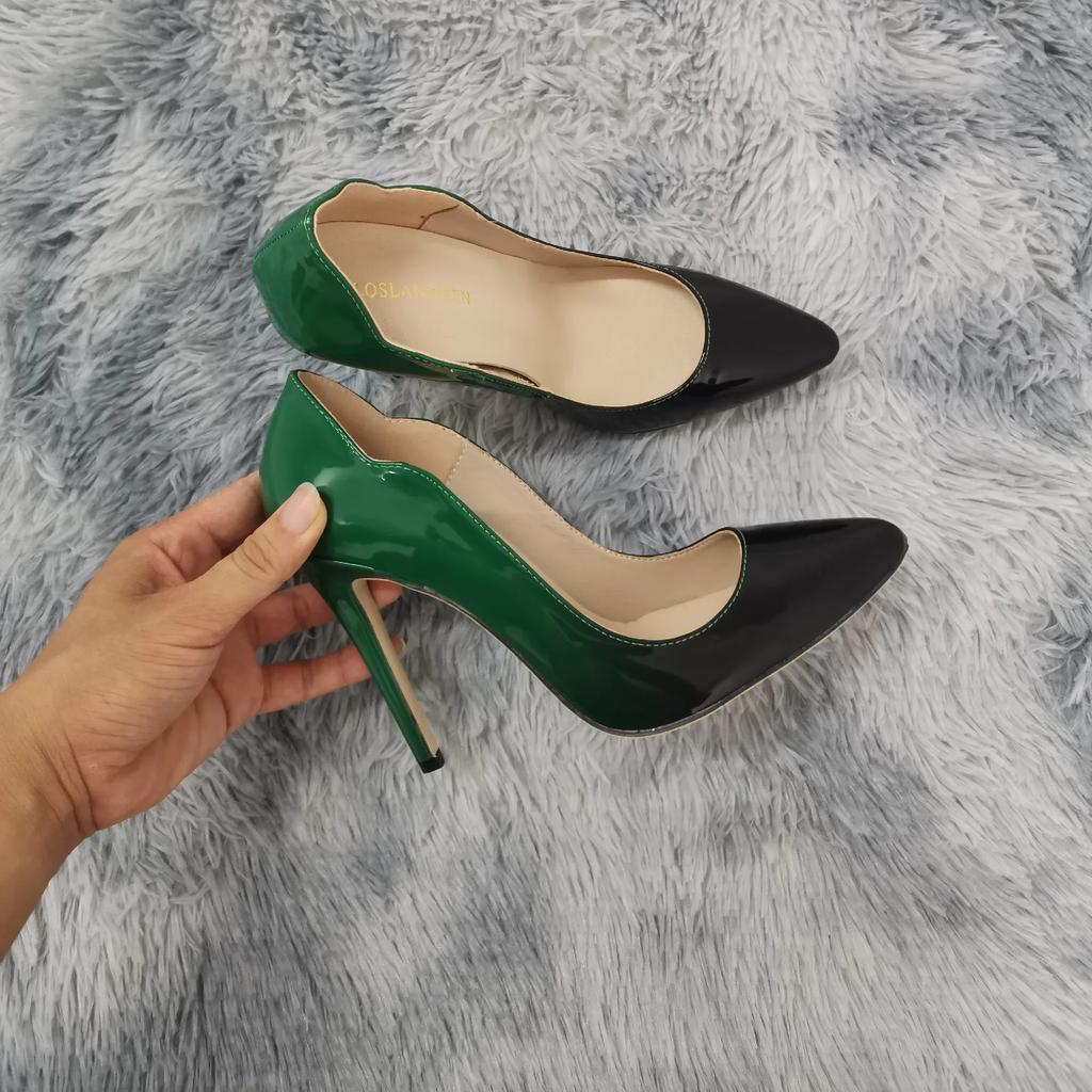 Pantofi cu toc pentru femei, la modă, clasici, sexy, cu toc înalt de 11 cm, cu vârf ascuțit, stilettos slip-on eleganți pentru dans jazz, pantofi de nuntă roșii cu gradient