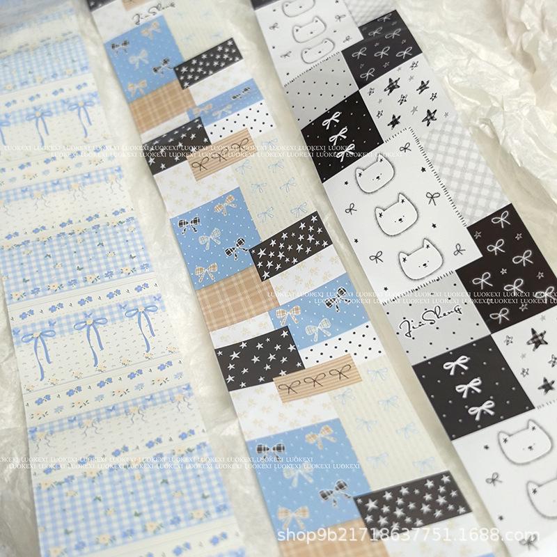 

Korean Style Plaid Floral Nail Art Transfer Paper with Bow Design