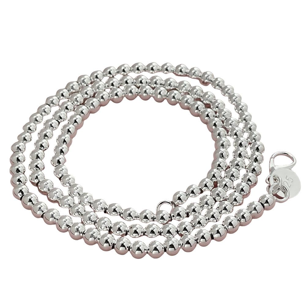 European and American Jewelry Plated 925 Silver 40-50CM4MM Buddha Bead Necklace 2026 4MM*40CM