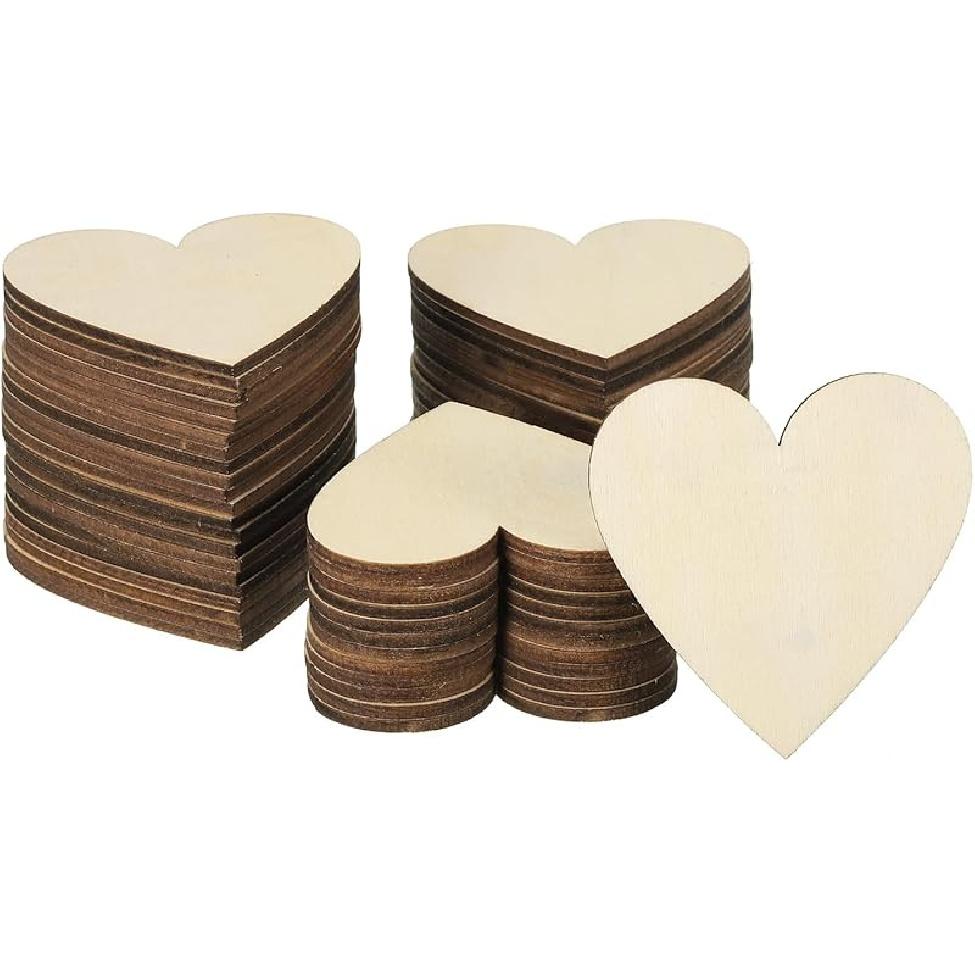 PATIKIL 80mm Wooden Hearts, 50 Pack Unfinished Wood Hearts Blank Wooden Cutouts Ornaments Natural Wood Pieces for Christmas Party Craft Projects