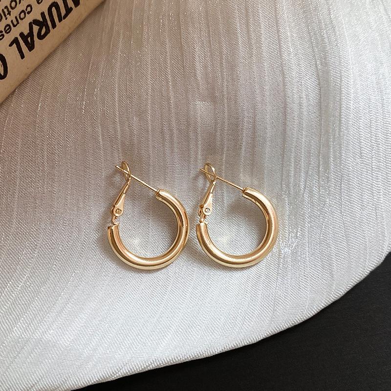 Silver Needle Round Earrings European and American Simple Fashion Cold Wind Earrings Personality Temperament Earrings Light Luxury High Sense
