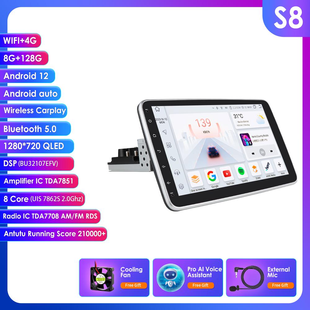 Car Multimedia Player Hizpo Rotatable 1 Din Android 13 Car Radio GPS Navigation Player