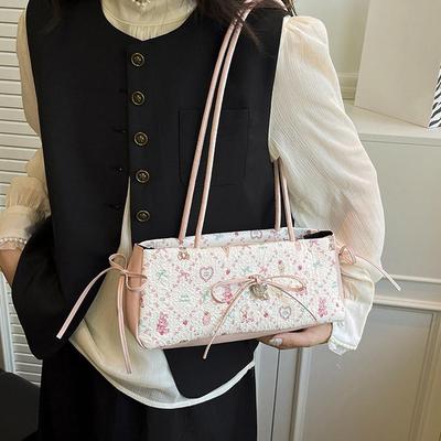 Kawaii Cute Underarm Bag Bowknot Ribbon Shoulder Bags for Women Minority Lolita Girls Bowknot Print Crossbody Bag Luxury Design