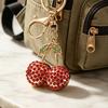 Cherry Keychain Sparkling Rhinestones Lobster Clasp Keyring Cute Fruit Bag Charm Birthday Gift for Women Girls