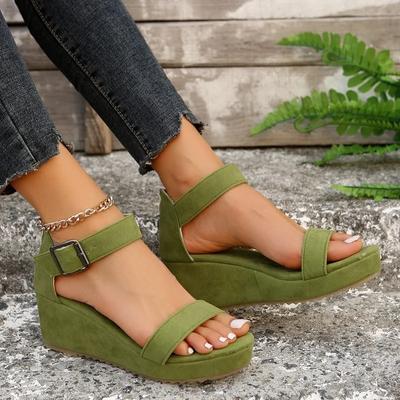 Moda Scarpe Moda Femminile 2024 Estate Nuovo Design Cerniera Posteriore Sandali Zeppa da Donna Tinta Unita Semplici Taglia Grande Sandalo Zapatos Mujer