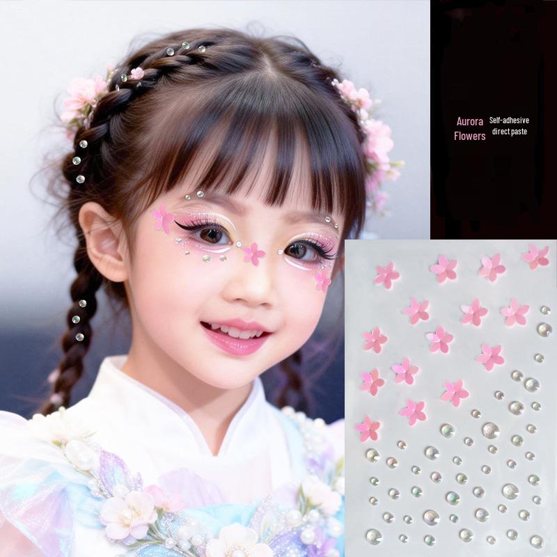 Aurora Butterfly Rhinestone Face Stickers for Children's Stage Makeup