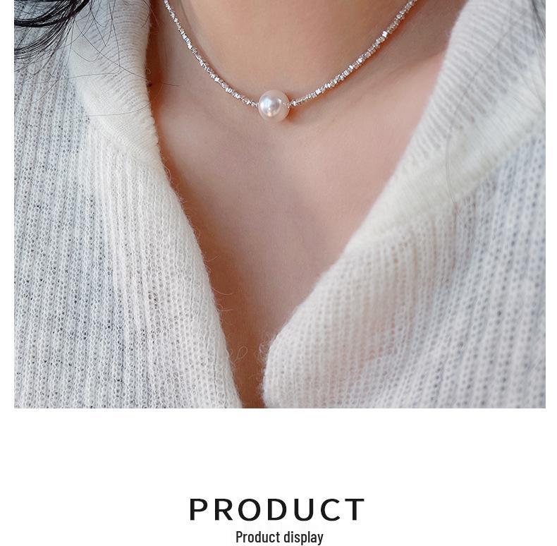 Xiaohongshu S925 Sterling Silver Korean Japanese Style Crushed Silver Freshwater Pearl Necklace & Bracelet Set