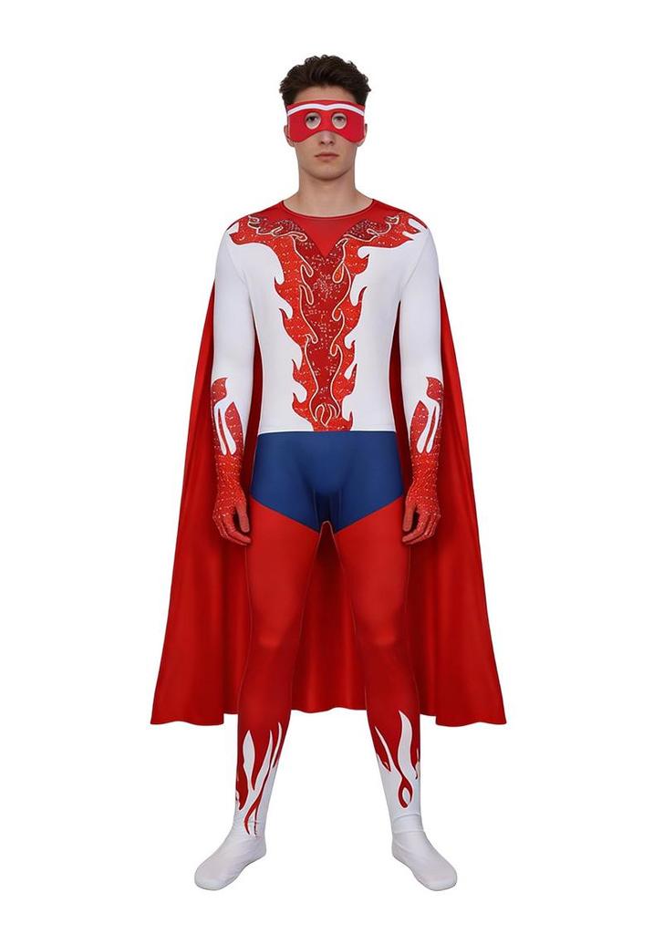 Super Bad Guy Mike Mai Superman Cosplay Jumpsuit Set for Halloween or Stage