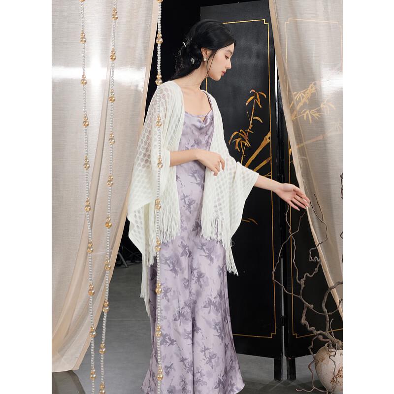 

Sancai Floral Butterfly Drape Neck A-Line Maxi Dress L