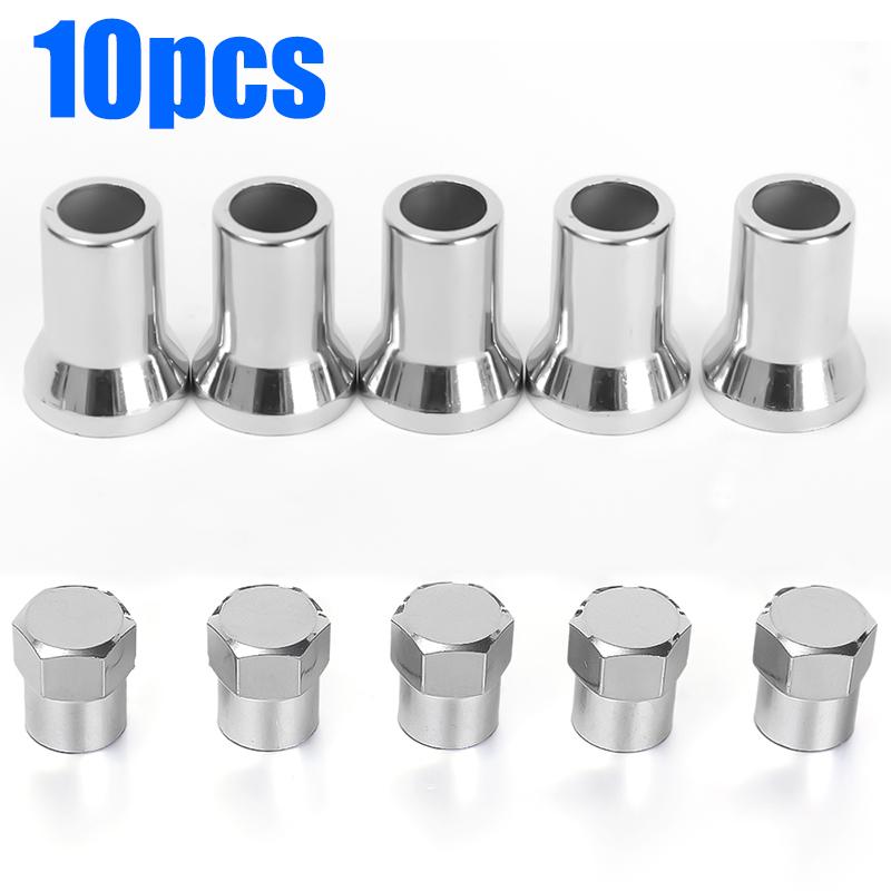 100~10pcs TR413 Chrome Plated Snap-on Car Truck Tire Tire Valve Hexagonal Cap with Sleeve Cover Tire Wheel Universal Accessories 5set(10pcs)
