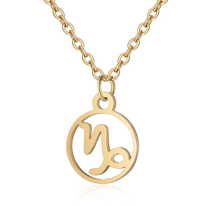 Simple Round 12 Zodiac Sign Necklaces for Men Women Classic Virgo Leo Libra Scorpio Sagittarius Pendant Necklace Birthday Gift