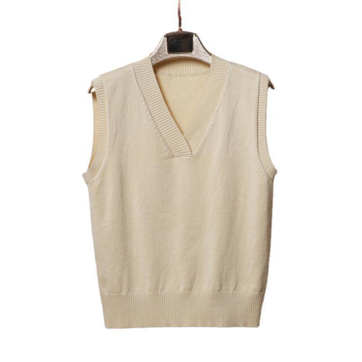 Dámská podzimní a zimní vesta Dámská jednobarevná vesta svetr s výstřihem do V a rozparkem Venkovní oblečení pro ženy