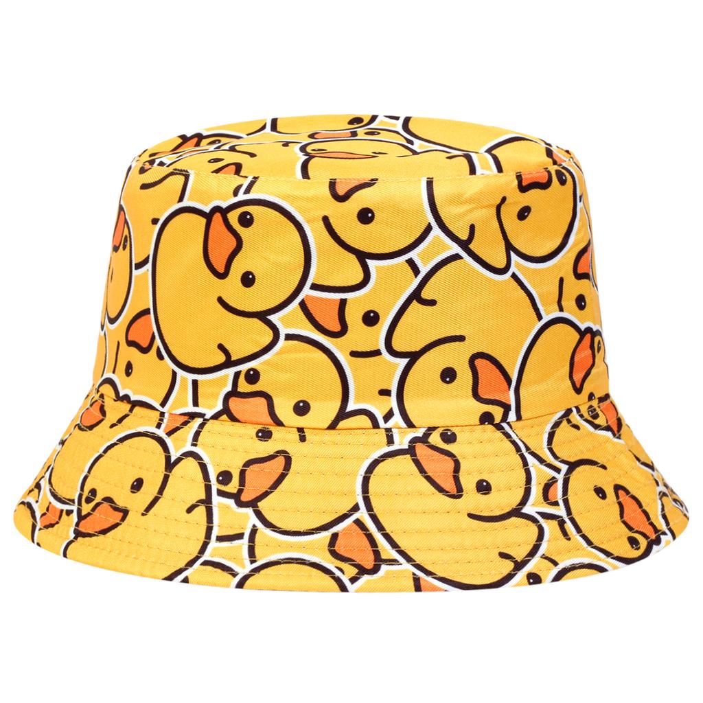 Unisex Duck Print Beach Hats Flat Top Sunscreen Fisherman Hat Women Travel Bucket Cap Summer Hip Hop Caps Cute Hat