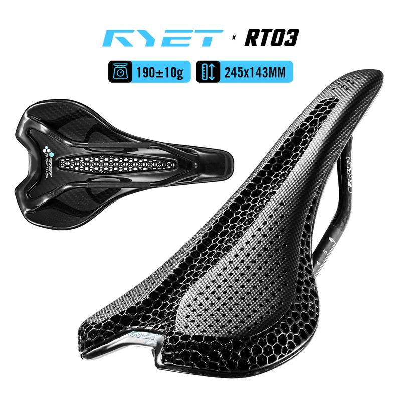 RYET Karbon 3D-printet Sete Ultralett 190g 7*9 Sykkelsete For Menn Kvinner Triatlon Landevei MTB Fjell Grus Sykkelkomponenter