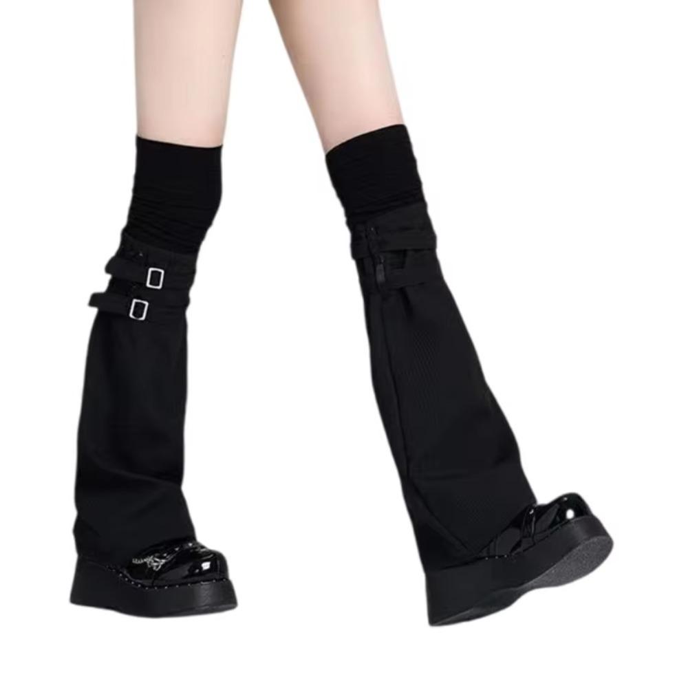 Leder-Schnallen-Beinwärmer Halten Warm Harajuku Socken Süße Kniehohe Socken Damen Mädchen