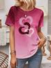 Fashion Heart Print Ombre Tee Fashionable Women's T-shirts Casual Round Neck Short Sleeve Tops Harajuku T-Shirt For Woman Summer